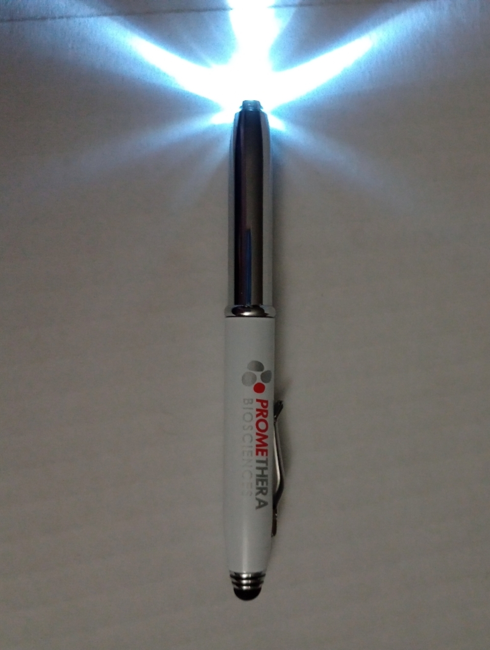 Promethera Biosciences Ballpoint Pen Light With Stylus Tip - Tested And Working